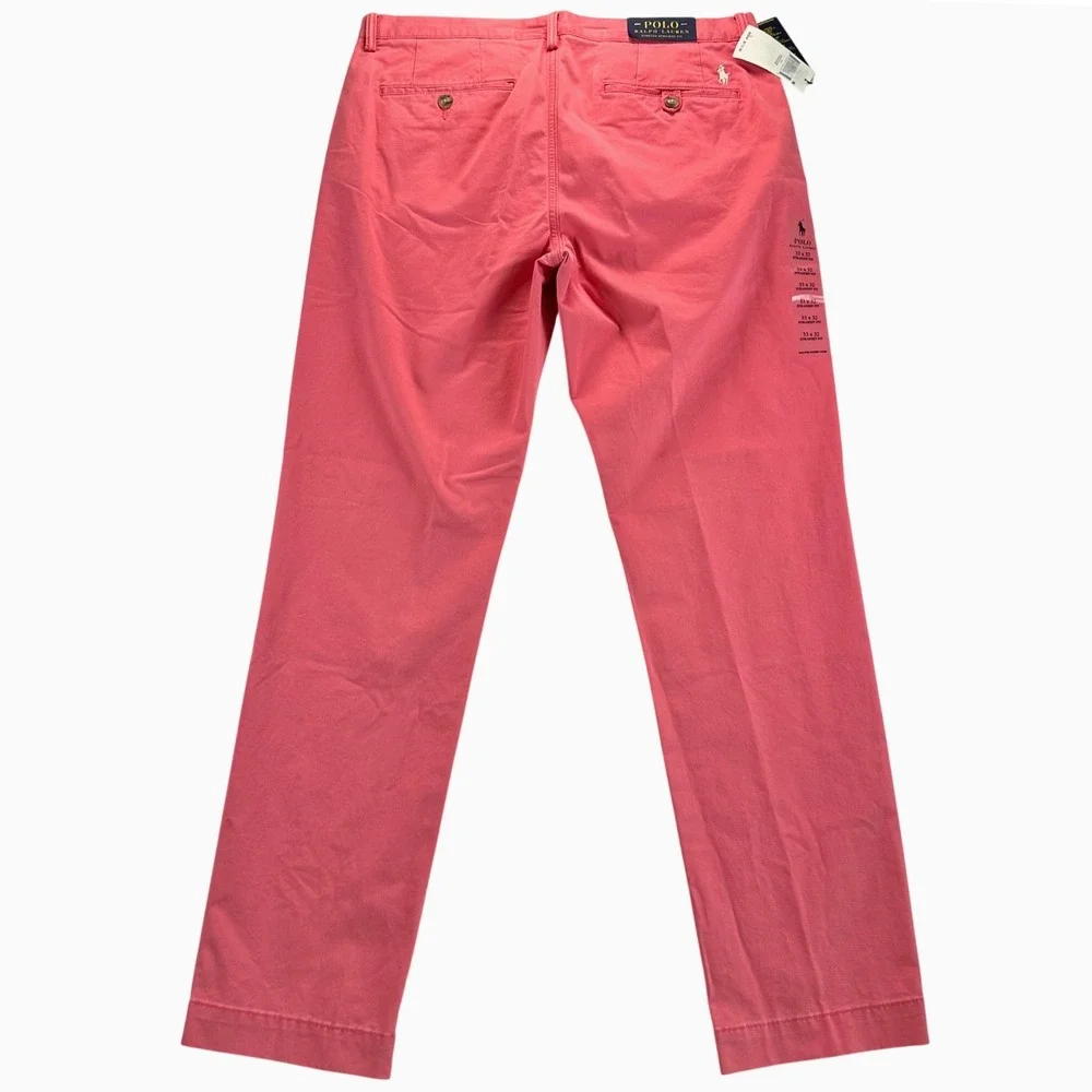 Polo Ralph Lauren Mens Stretch Straight Fit Chino Pants Salmon Pink 33x32 NEW